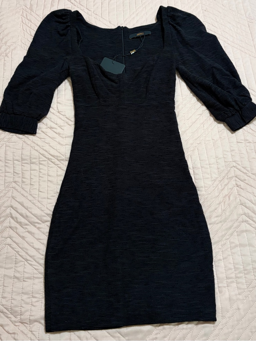 Animale Black Puff Sleeve Mini Dress